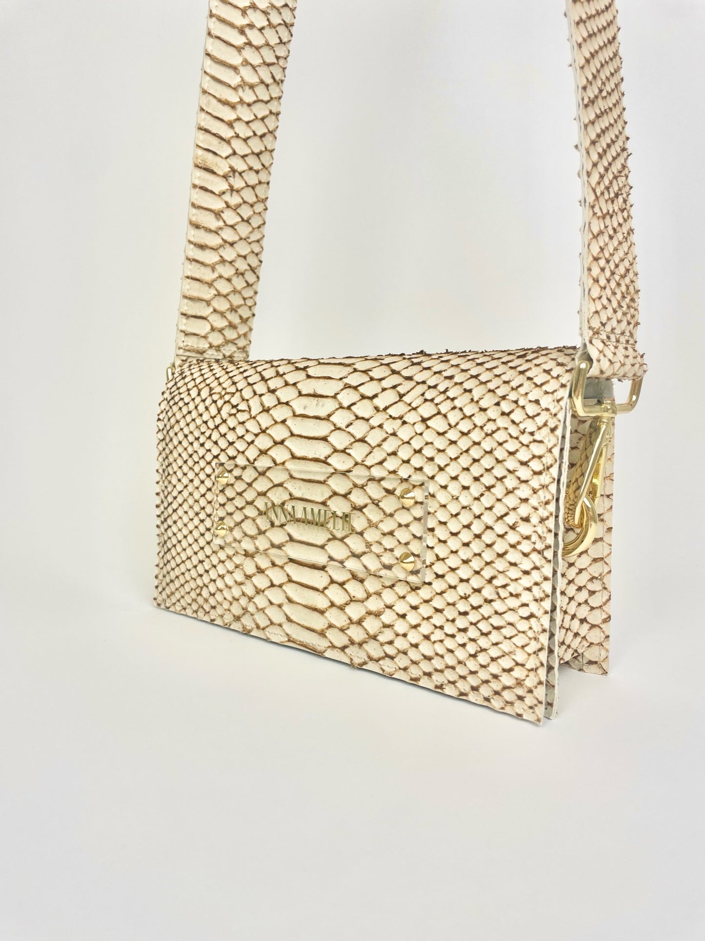 SARAH BAG | BEIGE SNAKE EMBOSSED