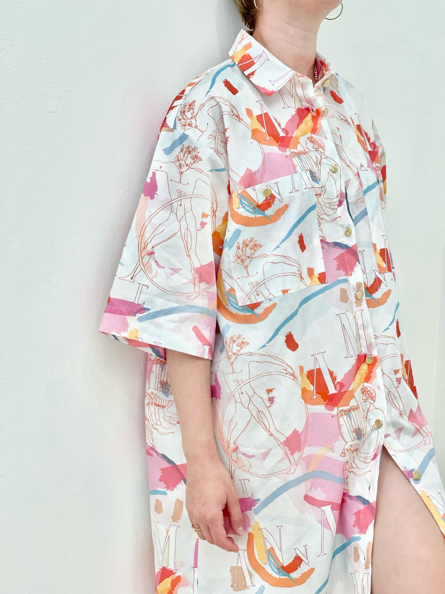 PETINAROS SHIRT DRESS - EROTAS BRUSHSTROKE PRINT