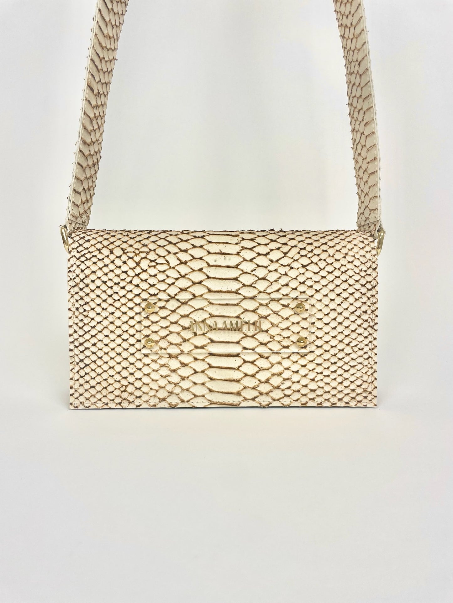 SARAH BAG | BEIGE SNAKE EMBOSSED