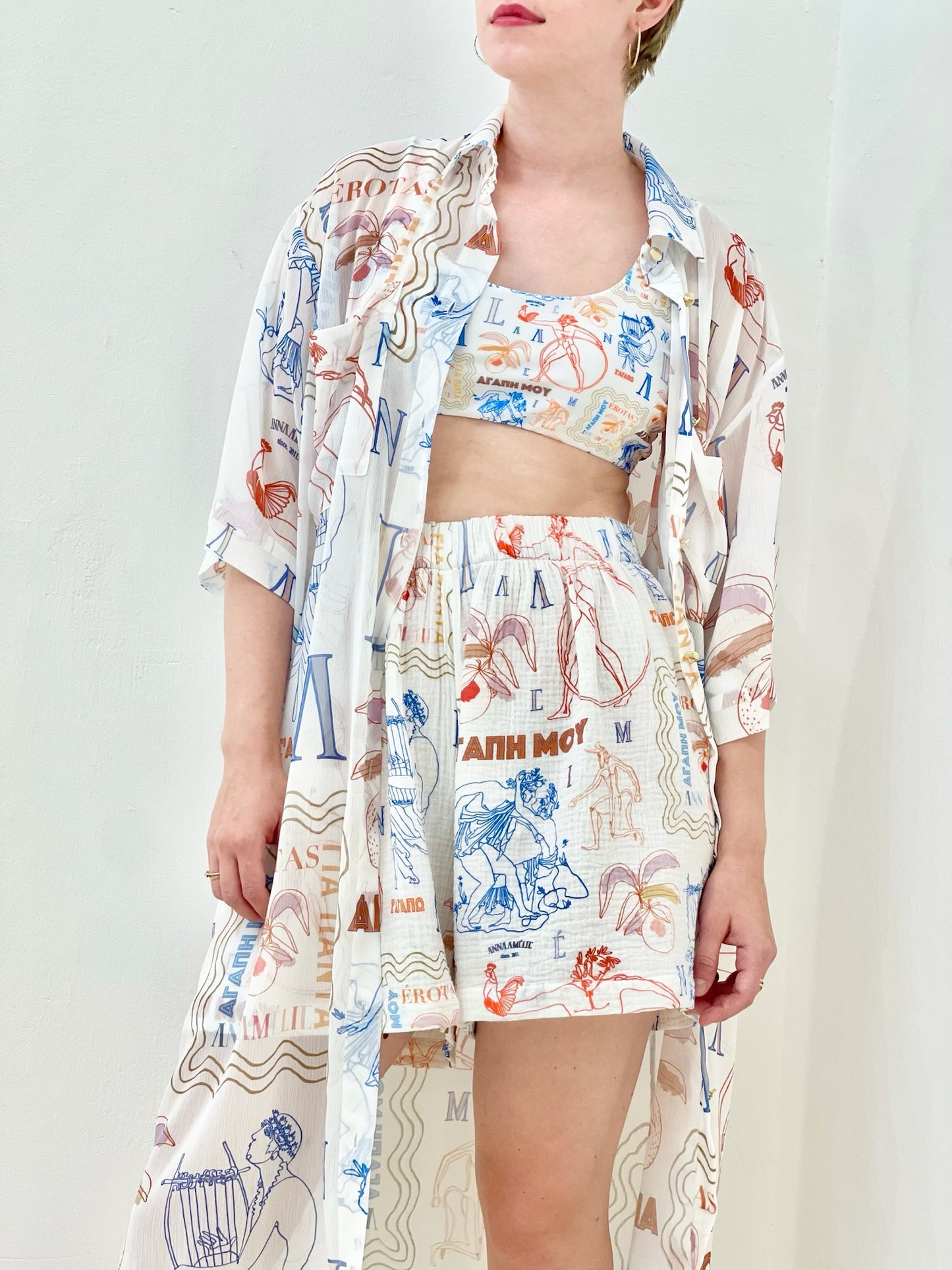 PETINAROS SHIRT DRESS - EROTAS MOTIF PRINT