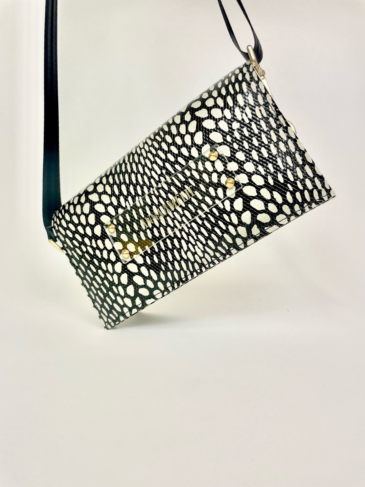 SARAH BAG | BLACK & BEIGE EMBOSSED