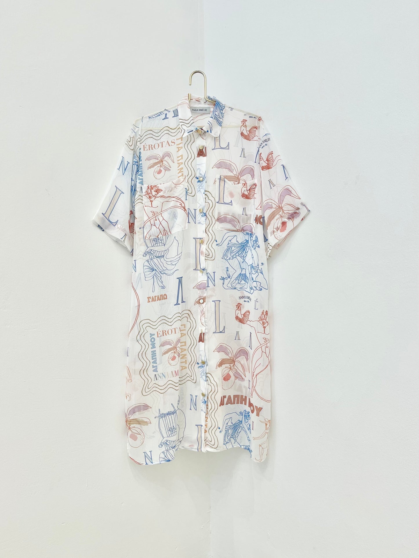PETINAROS SHIRT DRESS - EROTAS MOTIF PRINT