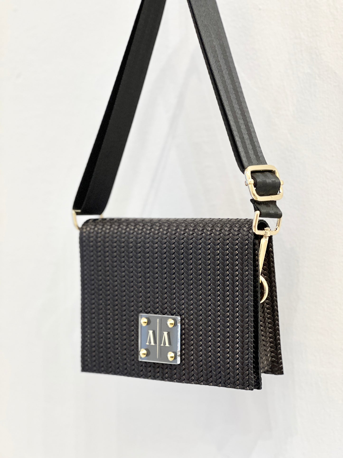 WEBBING SHOULDER STRAP | BLACK SATIN