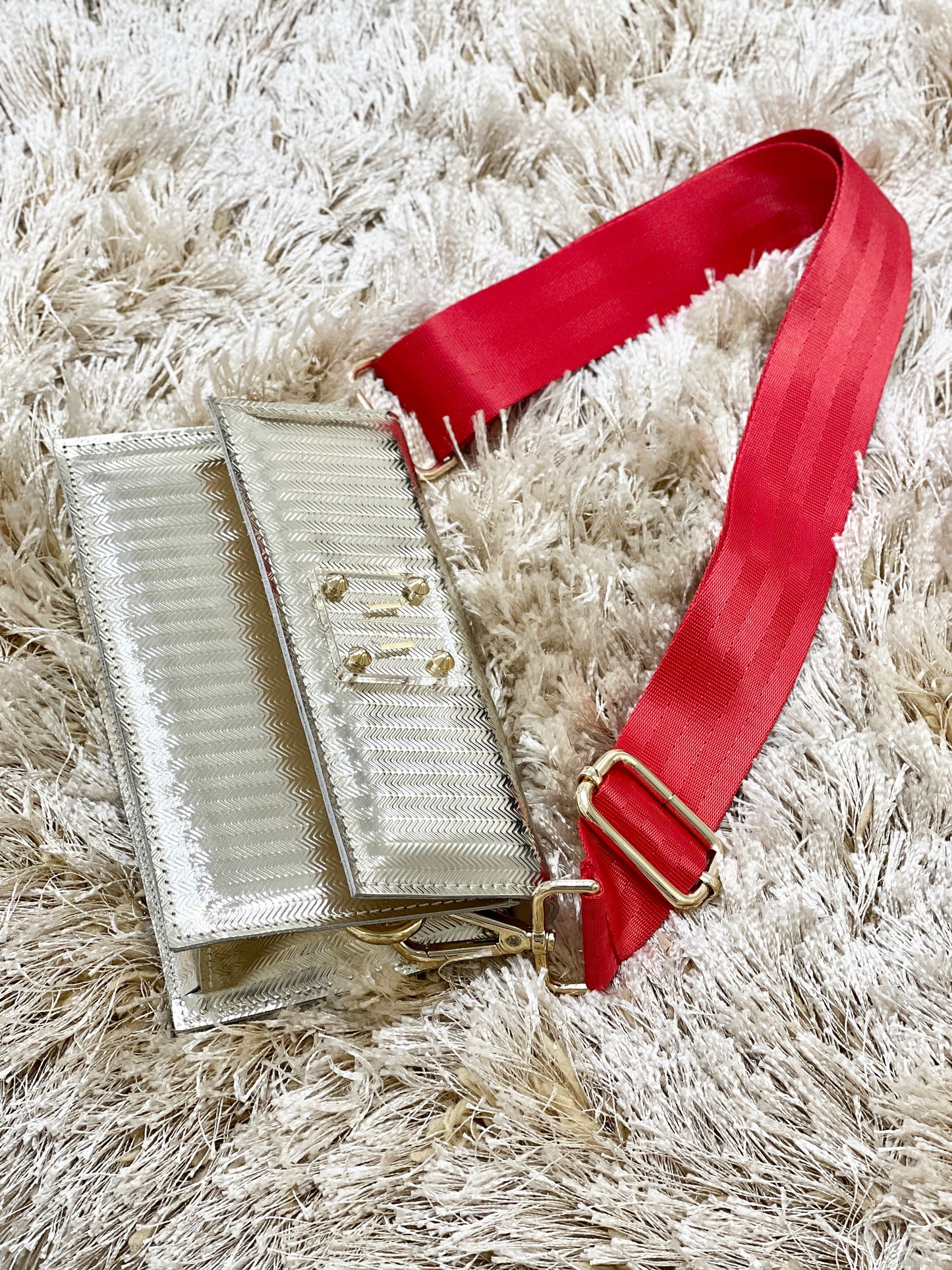 WEBBING SHOULDER STRAP | RED SATIN