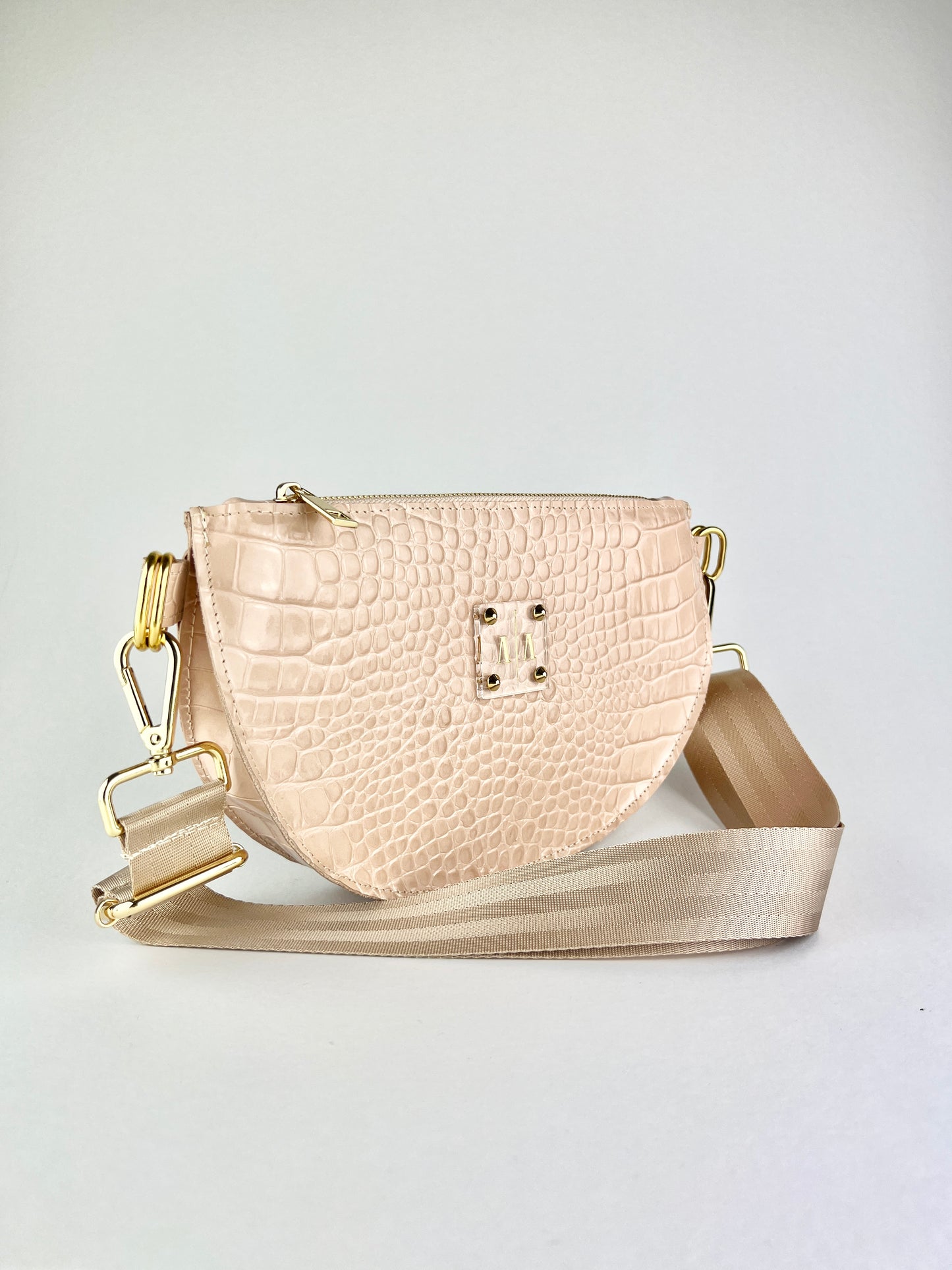WEBBING SHOULDER STRAP | BEIGE SATIN