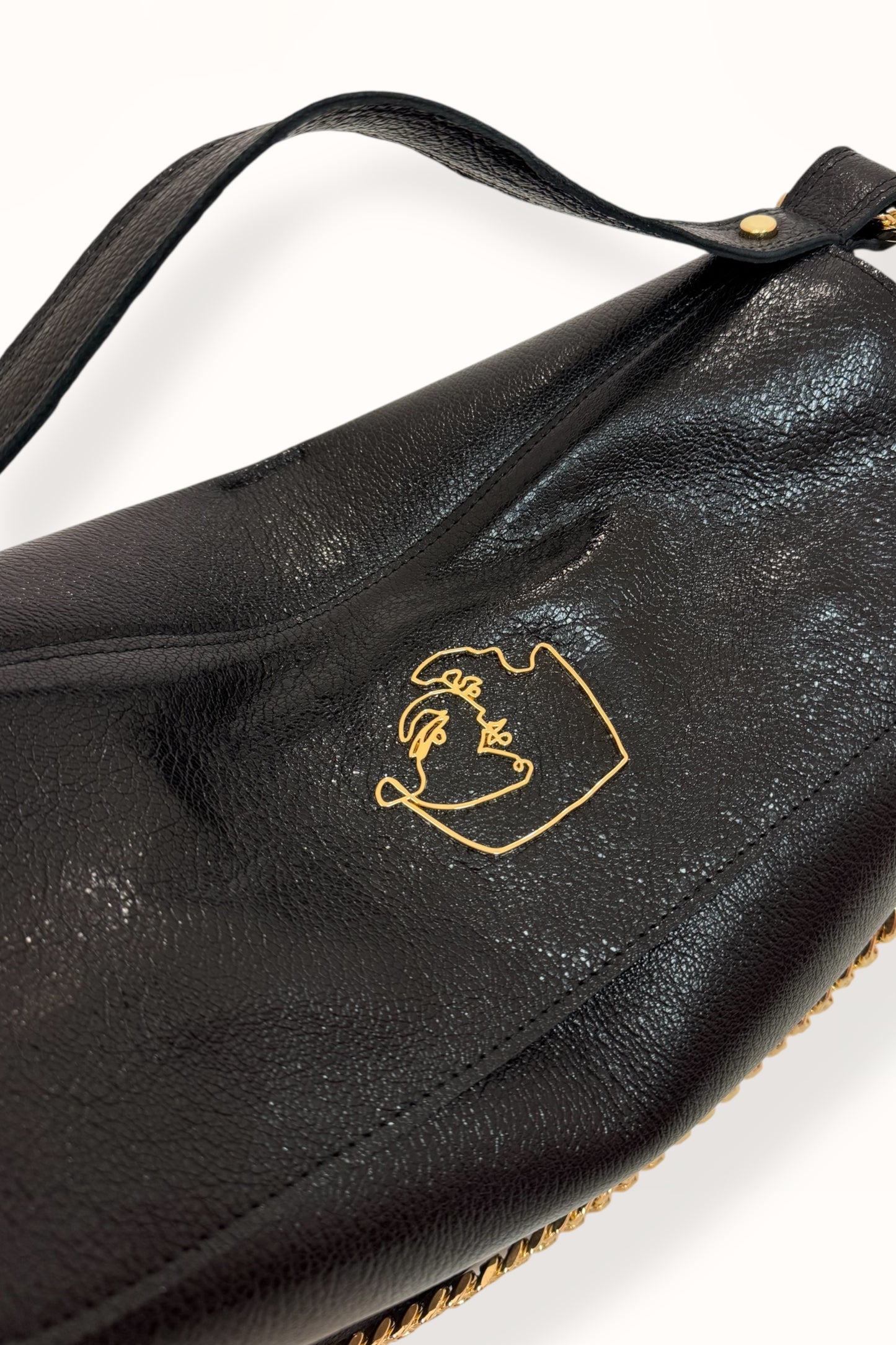 MARINA BAG - BLACK SHINY GRAINED LEATHER