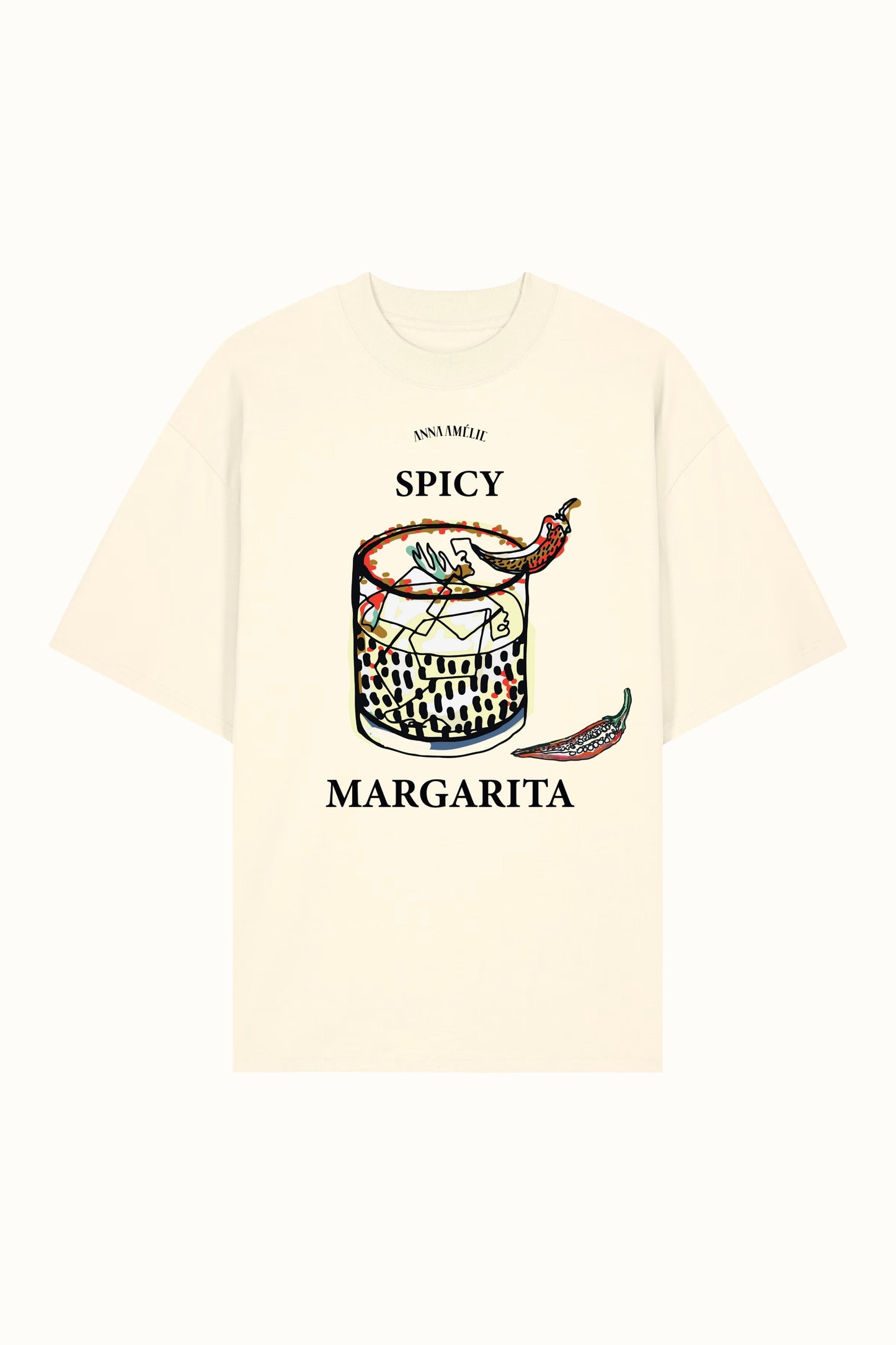 “SPICY MARGARITA” OVERSIZED T-SHIRT | CREME