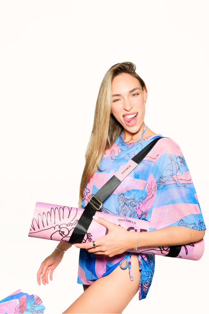 YOGA MAT STRAP - BLACK & PINK