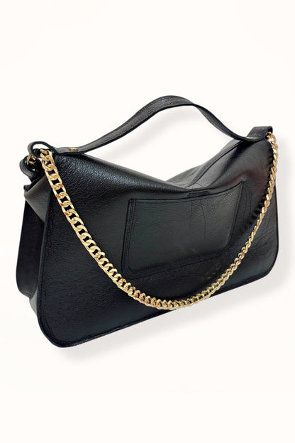 MARINA BAG - BLACK SHINY GRAINED LEATHER