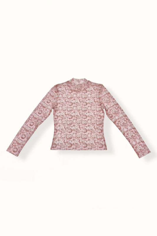 TATTOO MESH TOP - "MERMAID PRINT"  | SOFT PINK