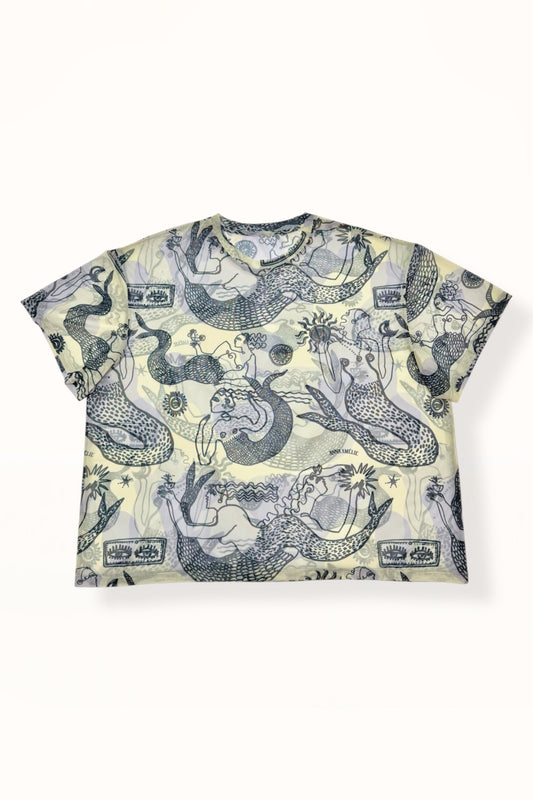 MESH T-SHIRT - "MERMAID PRINT" | LEMON BUTTER & GREY