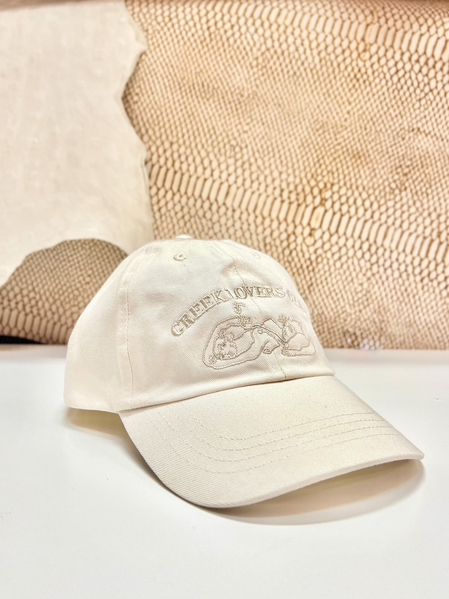 VRYSI BASEBALL CAP - “GREEK LOVERS CLUB” | SOFT BEIGE