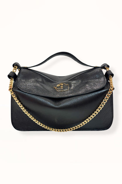 MARINA BAG - BLACK SHINY GRAINED LEATHER