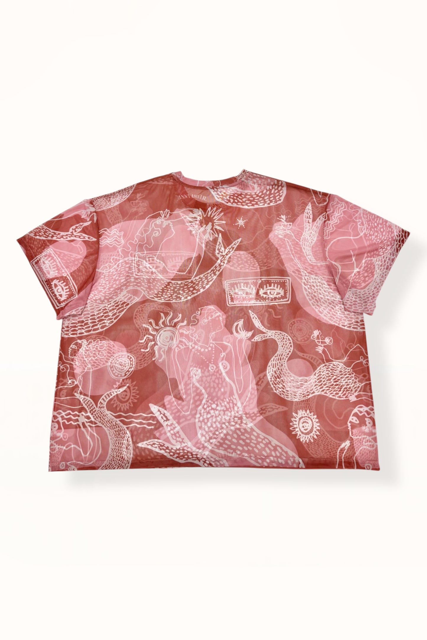 MESH T-SHIRT - "MERMAID PRINT" | RUSTY PINK