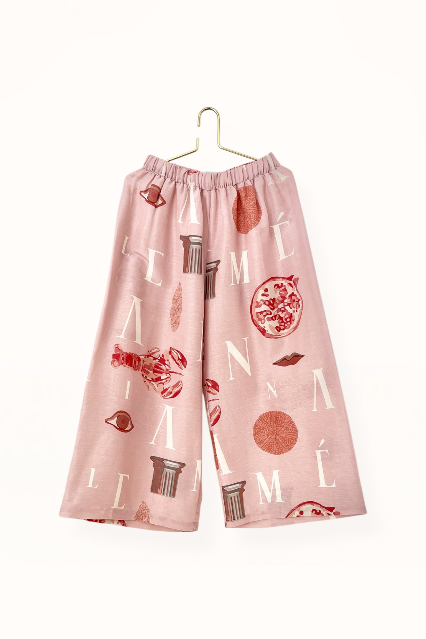 Special Pre-Order |  ELASTICATED WAIST PANTS  | “LOBSTER PRINT” - LIGHT PINK