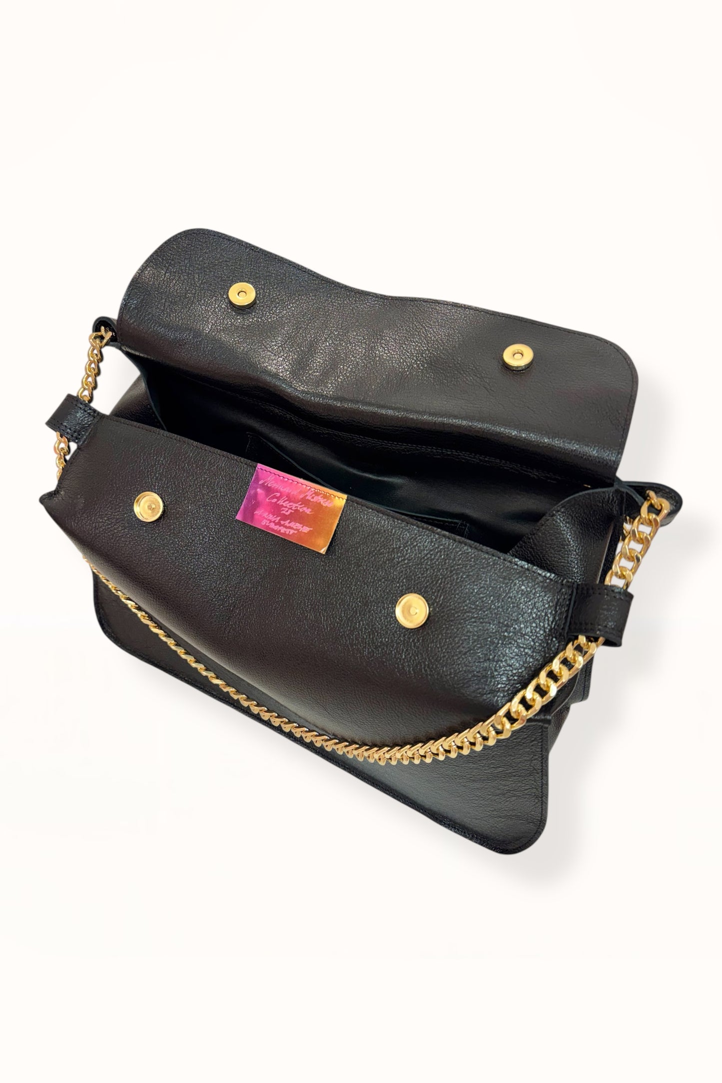 MARINA BAG - BLACK SHINY GRAINED LEATHER