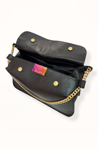 MARINA BAG - BLACK SHINY GRAINED LEATHER