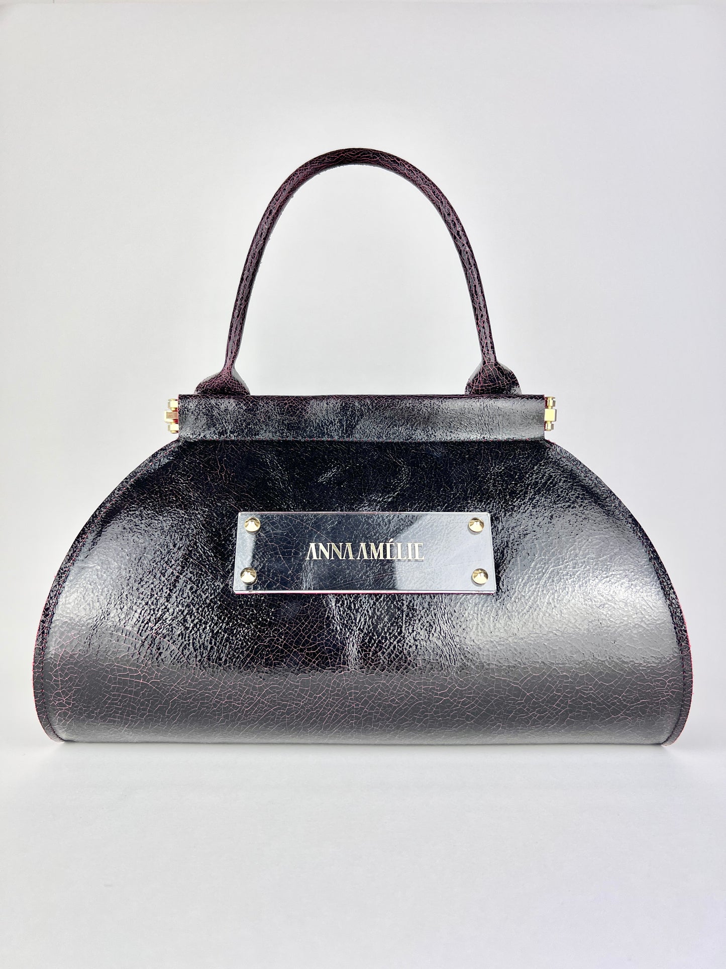 ANA “S” BAG | BLACK & RED CRACKED LEATHER