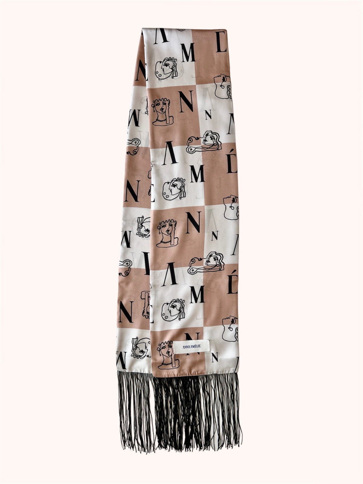 Sample Sale - OPERA SCARF - CHECK LOGO PRINT | BEIGE