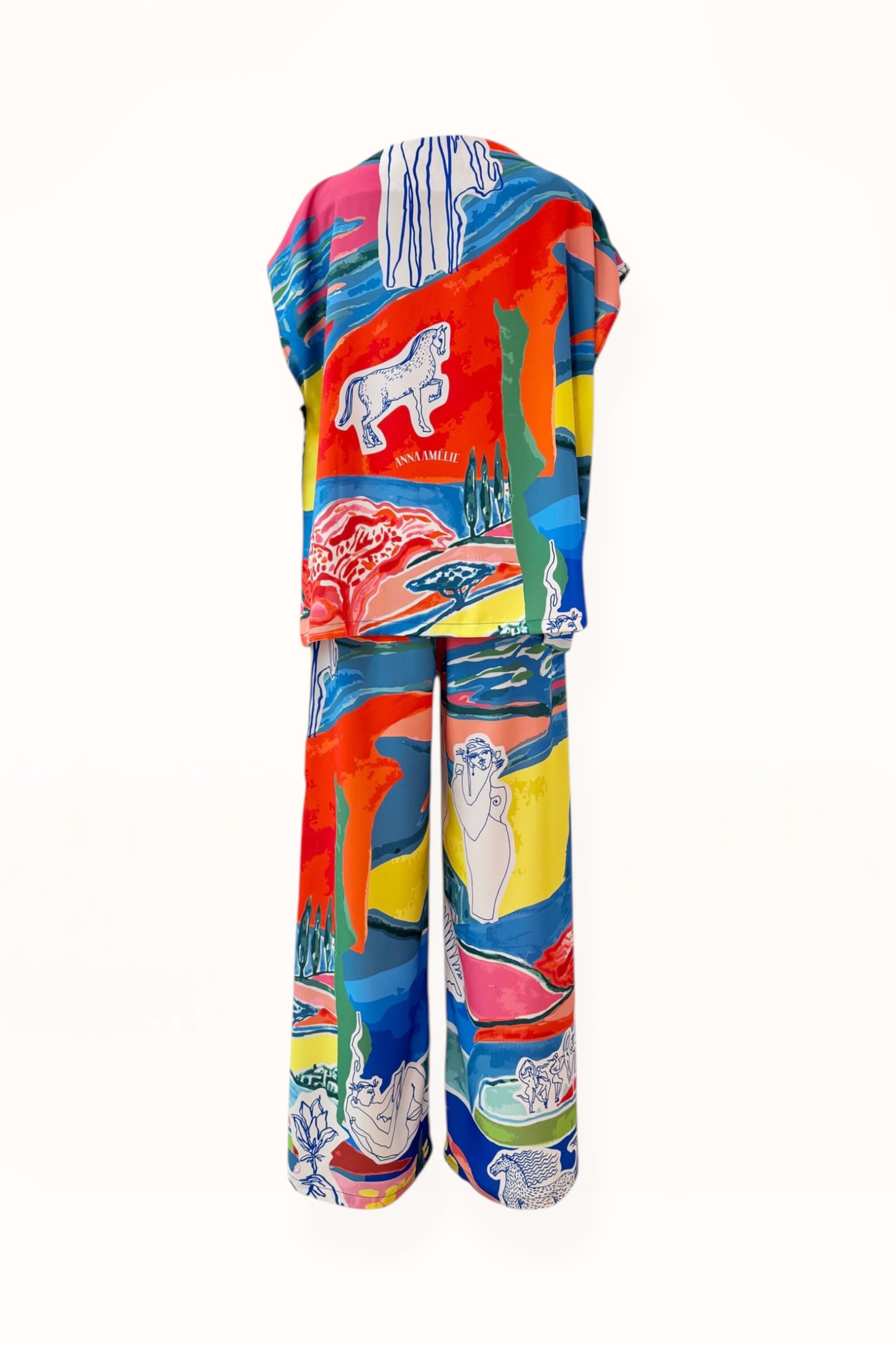 SLEEVELESS BOAT NECK TOP - “ARCADIA PRINT” | PATCHES MULTICOLOR