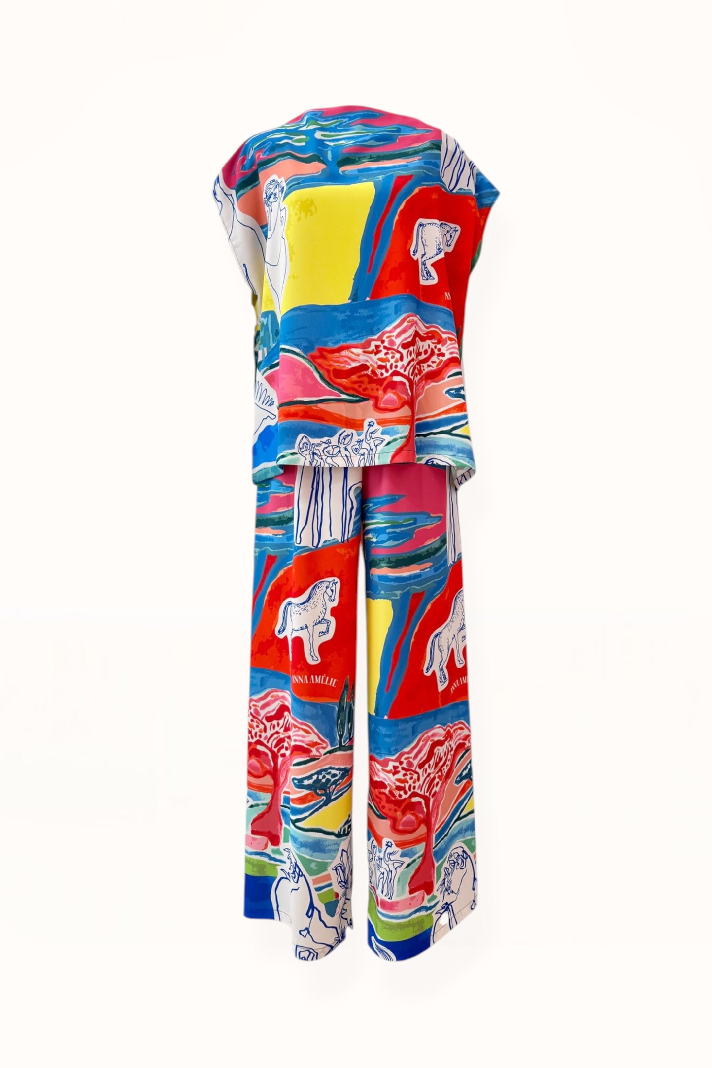 SLEEVELESS BOAT NECK TOP - “ARCADIA PRINT” | PATCHES MULTICOLOR