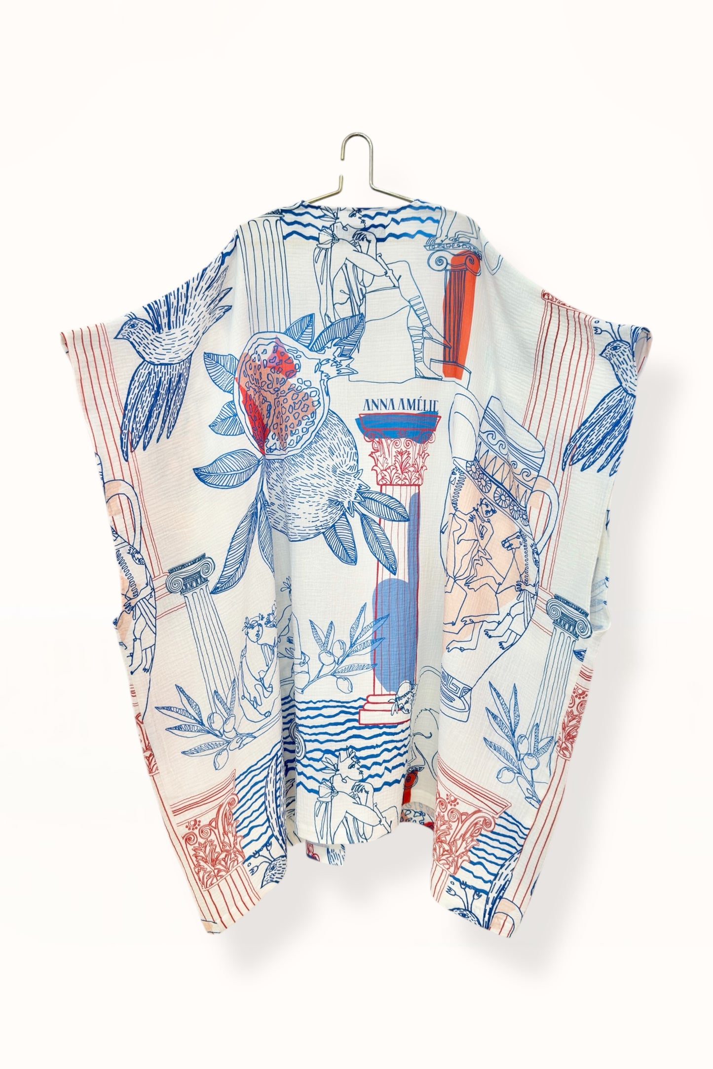 THIRA GAUZE CAFTAN - “BEST OF GREECE”  PRINT |  MULTICOLOR