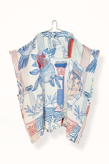 THIRA GAUZE CAFTAN - “BEST OF GREECE”  PRINT |  MULTICOLOR