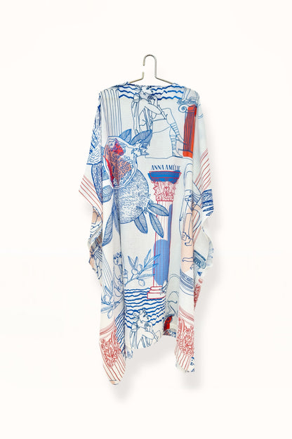 THIRA GAUZE CAFTAN - “BEST OF GREECE”  PRINT |  MULTICOLOR