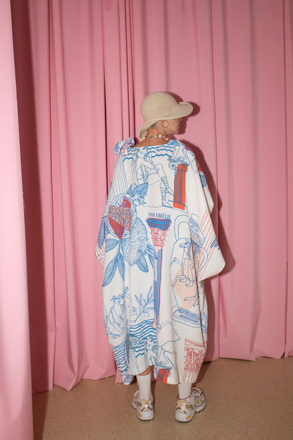 THIRA GAUZE CAFTAN - “BEST OF GREECE”  PRINT |  MULTICOLOR