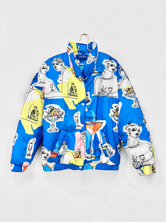 AMELIOU 2.0 PUFFER JACKET  - FEAST PAPERCUT PRINT | BLUE MULTICOLOR