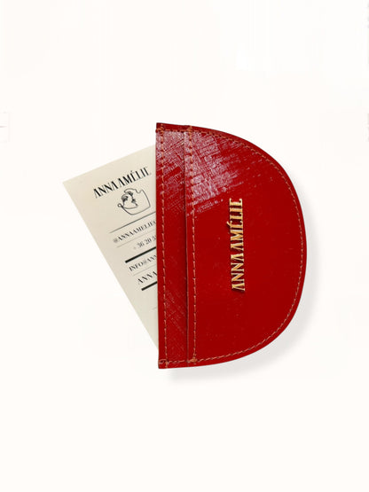 ROUNDED CARD HOLDER - RED GLOSSY SAFFIANO LEATHER