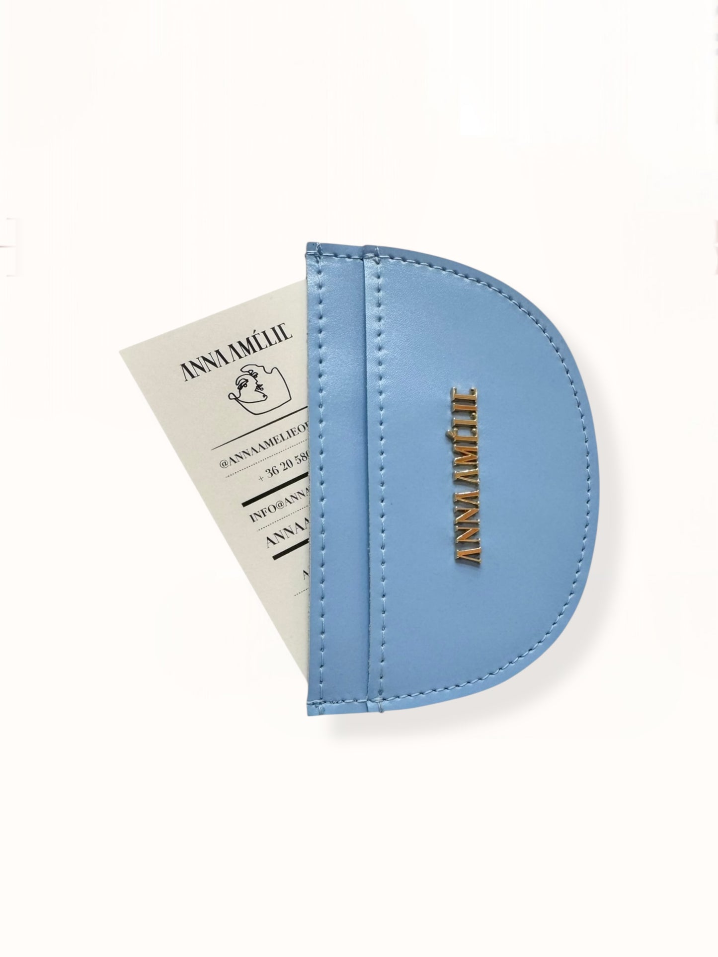 ROUNDED CARD HOLDER - SKY BLUE SMOOTH LEATHER
