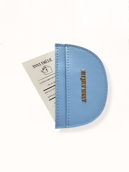 ROUNDED CARD HOLDER - SKY BLUE SMOOTH LEATHER