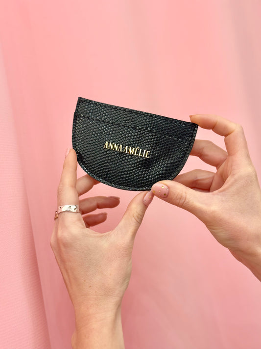 ROUNDED CARD HOLDER - DEEP GREEN SNAKE EMBOSSED LEATHER