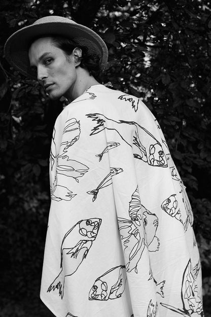 Special Pre-Order |  CAFTAN - FISH PRINT |  BLACK & WHITE