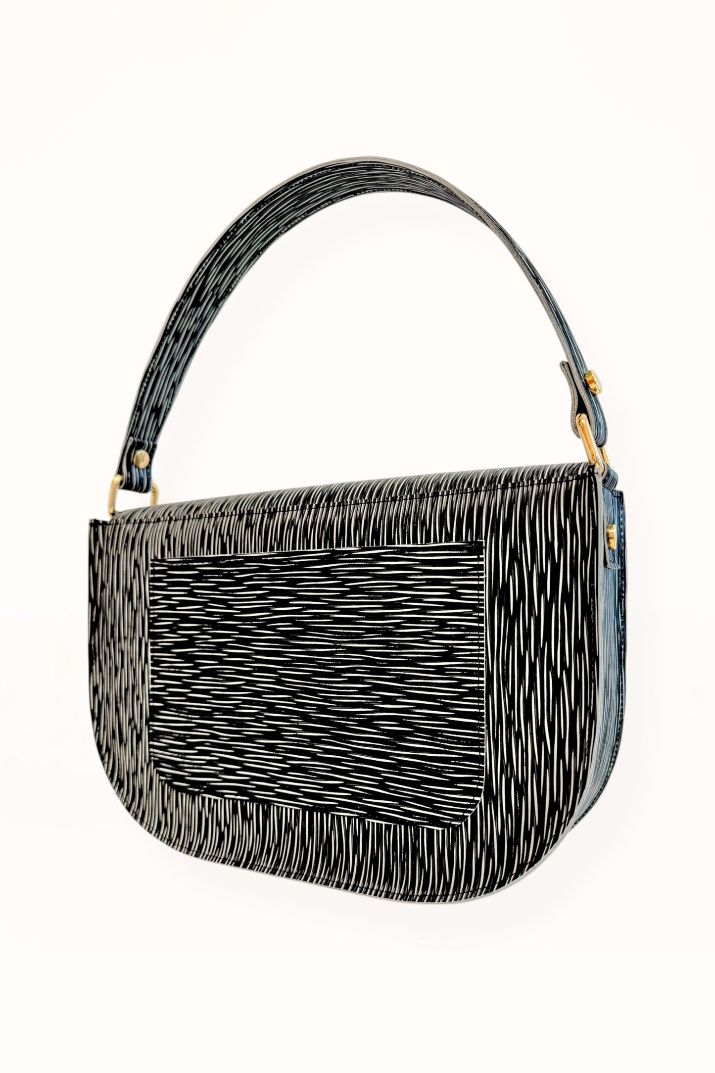 AUDREY BAG - BLACK & WHITE WOOD GRAIN LEATHER
