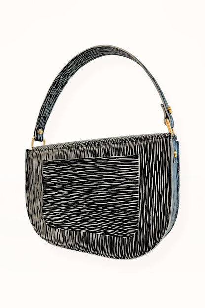 AUDREY BAG - BLACK & WHITE WOOD GRAIN LEATHER
