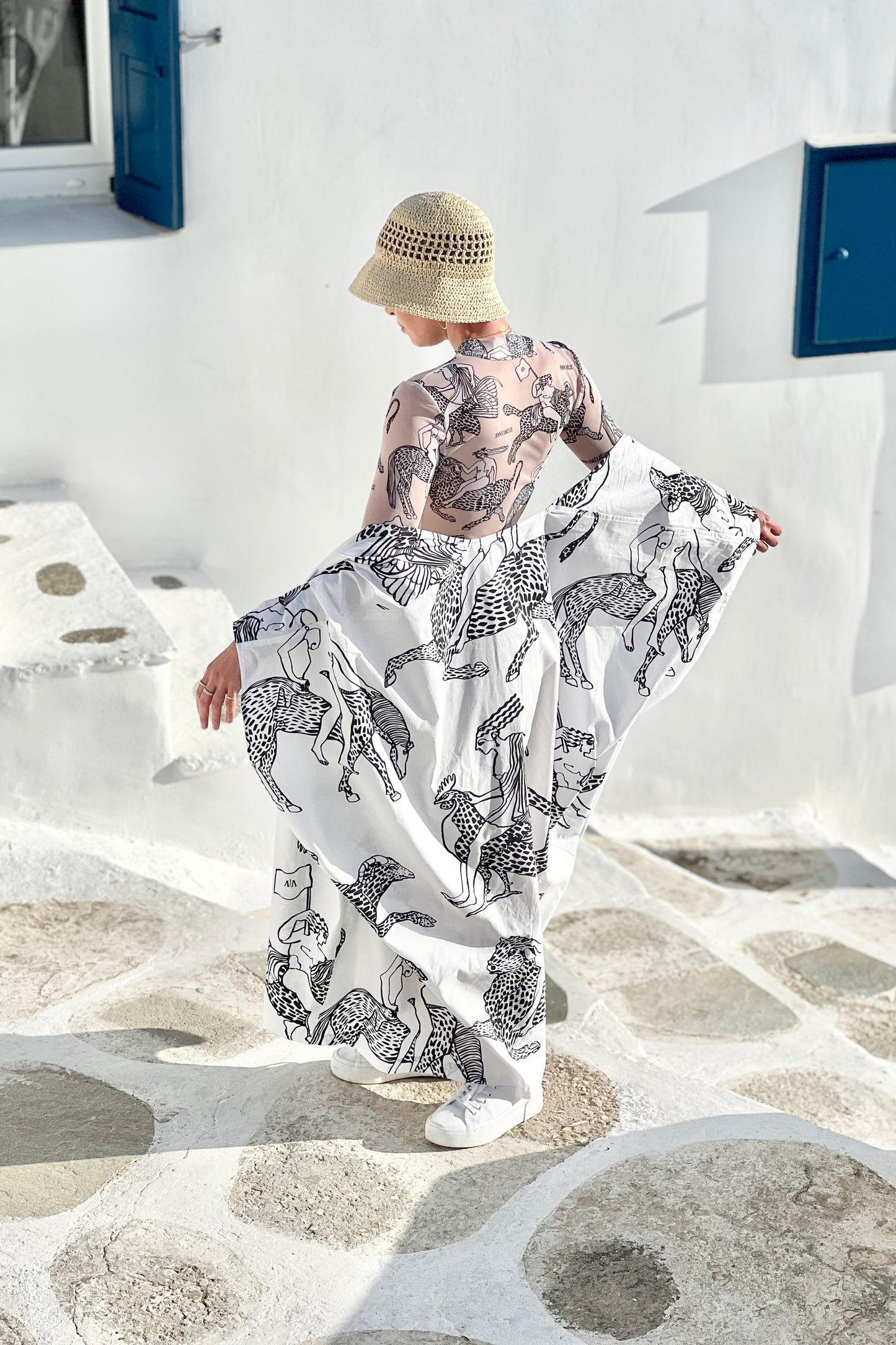 Special Pre-Order |  CAFTAN - MYTHOLOGY PRINT | BLACK & WHITE