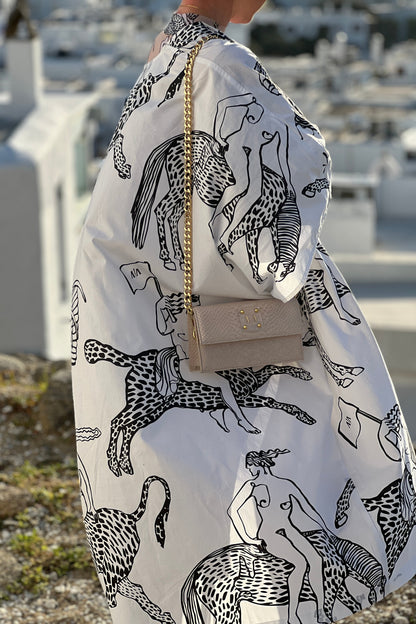 Special Pre-Order |  CAFTAN - MYTHOLOGY PRINT | BLACK & WHITE