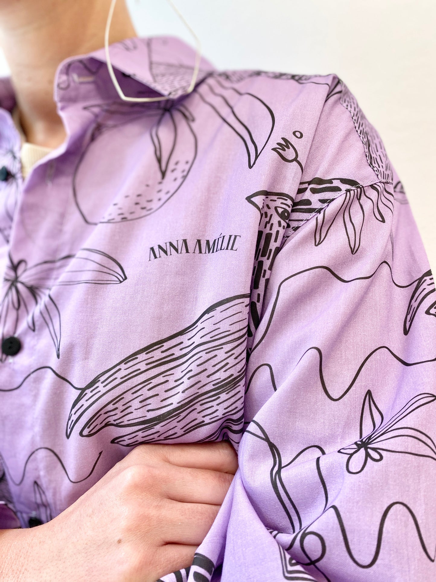 Special Pre-Order |  BUTTON DOWN SHIRT  |  “BIRDS PRINT” - PURPLE