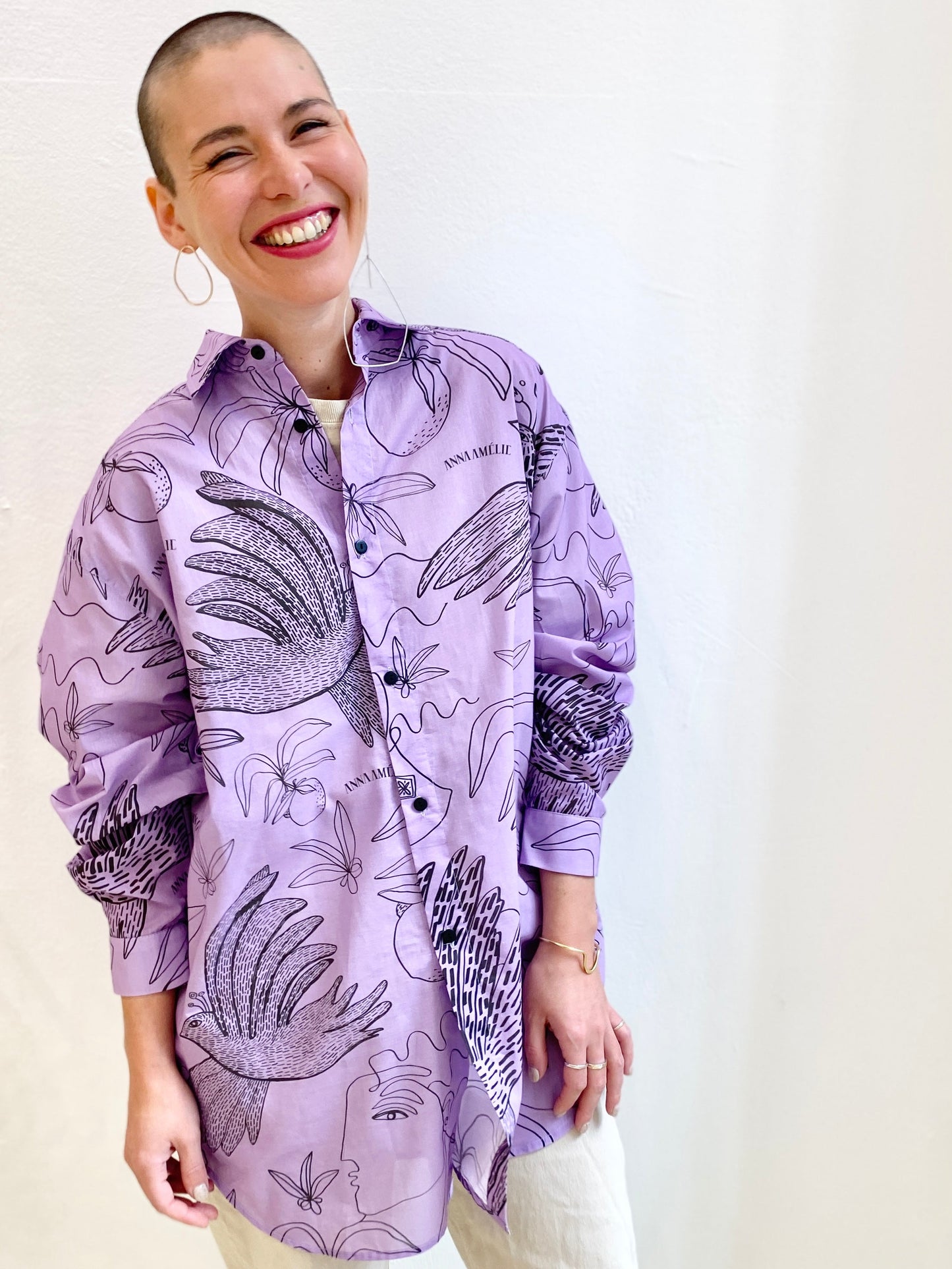 Special Pre-Order |  BUTTON DOWN SHIRT  |  “BIRDS PRINT” - PURPLE
