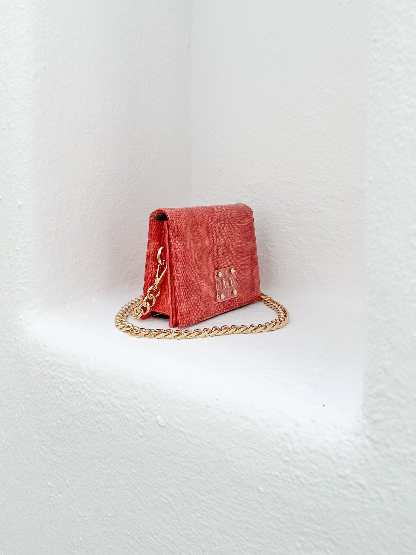 ARIAN BAG - CANDY PINK SNAKE EMBOSSED