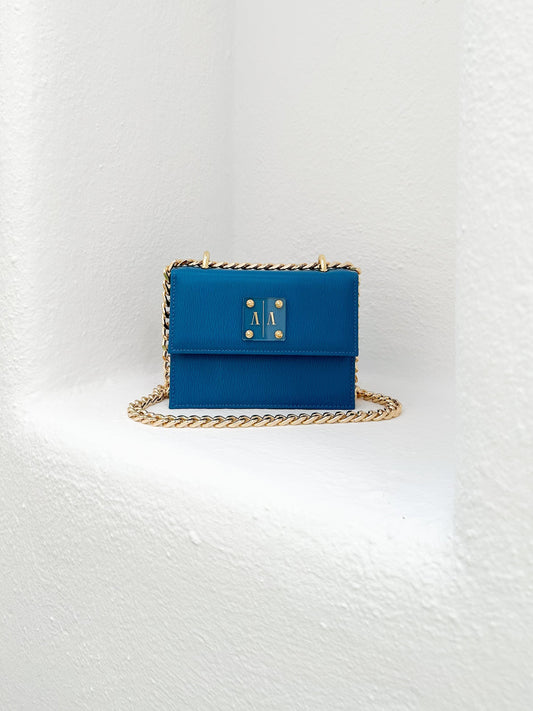 JUNE BAG  |  BLUE WOOD-GRAIN LEATHER