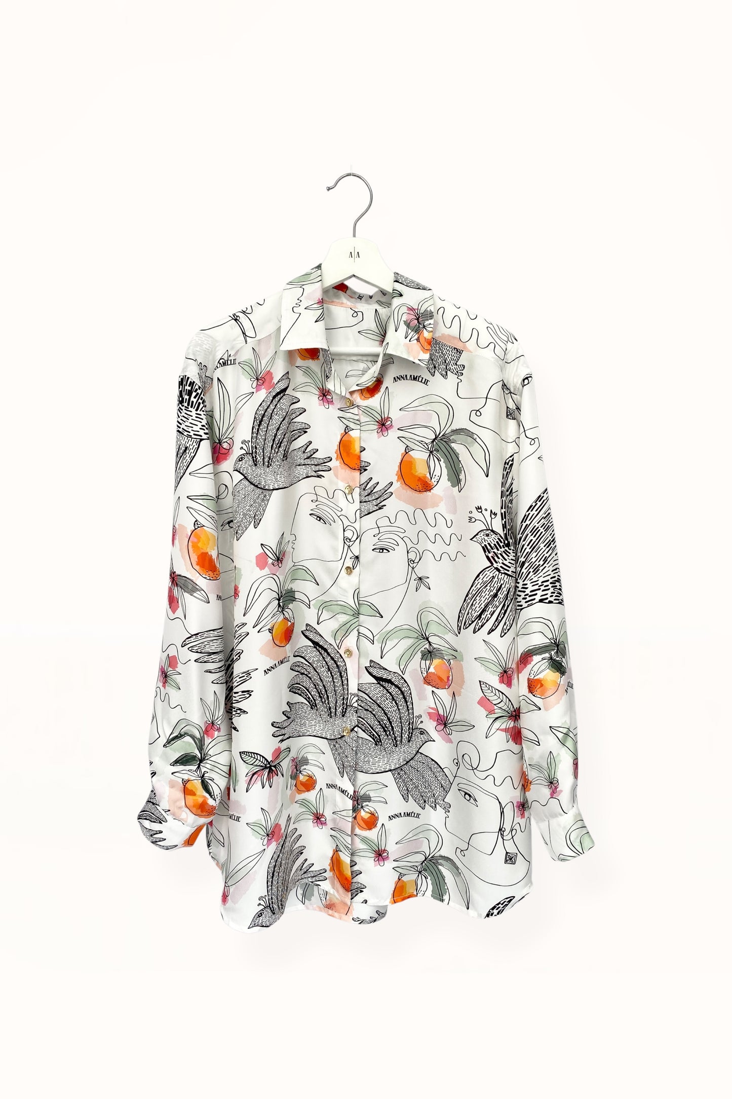 Special Pre-Order |  BUTTON DOWN SHIRT  |  “BIRDS PRINT” - WHITE & MULTICOLOR