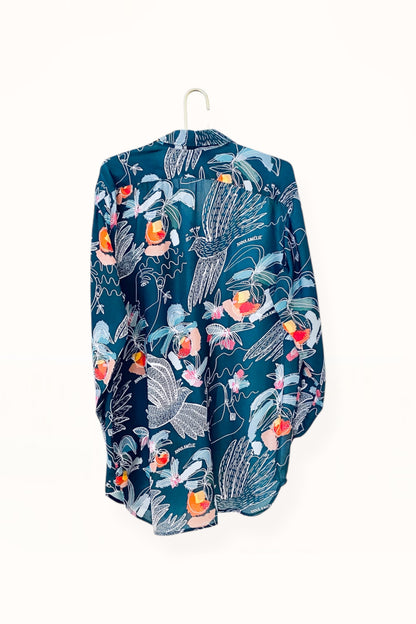 Special Pre-Order |  BUTTON DOWN SHIRT  |  “BIRDS PRINT” - FOREST GREEN