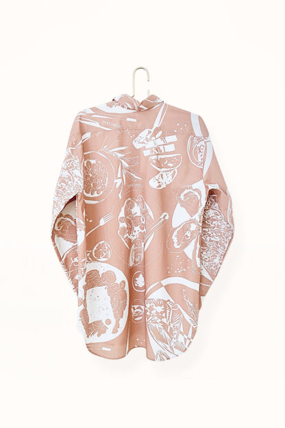 Special Pre-Order |  BUTTON DOWN SHIRT  |  “TAVERN PRINT” - NUDE