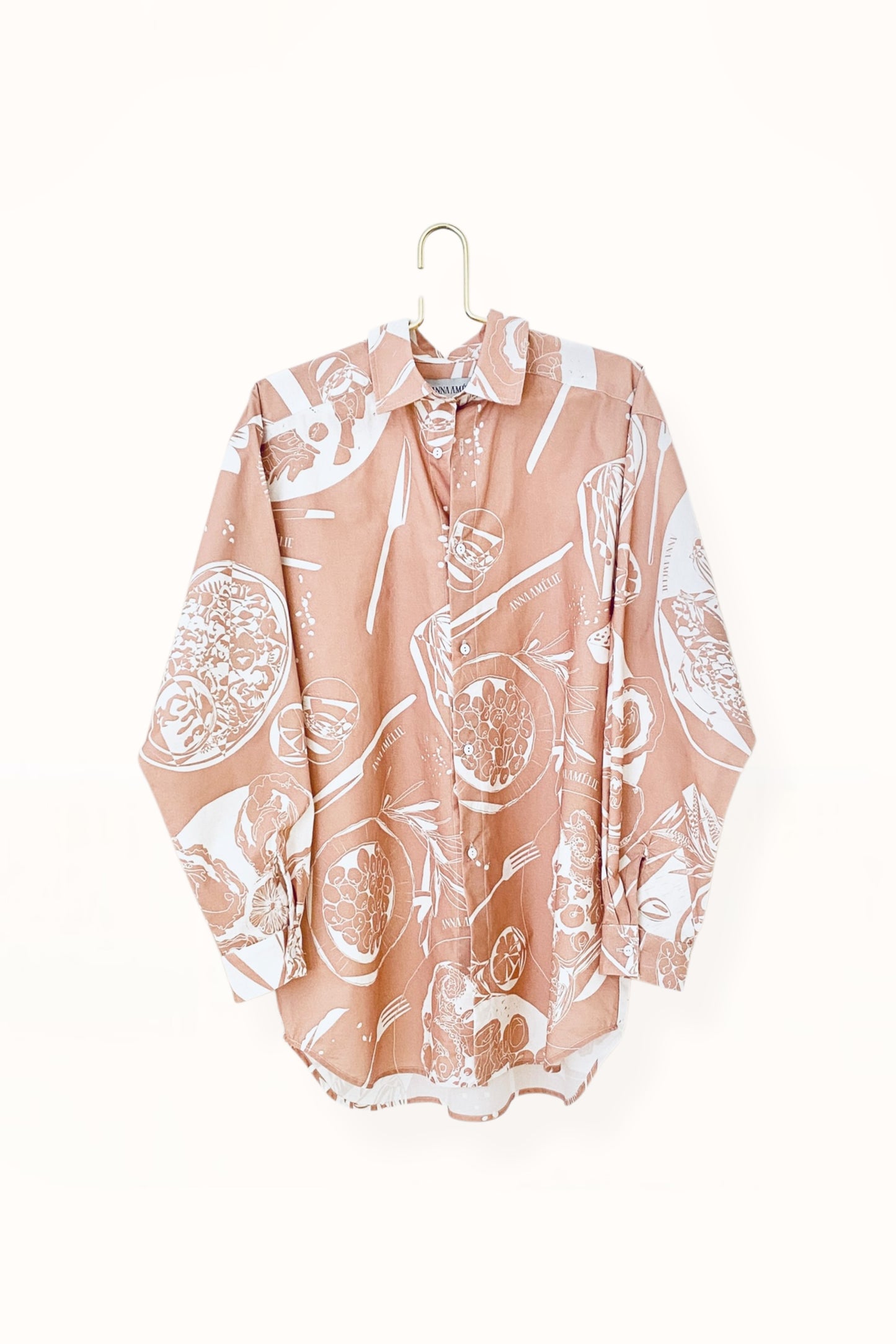 Special Pre-Order |  BUTTON DOWN SHIRT  |  “TAVERN PRINT” - NUDE
