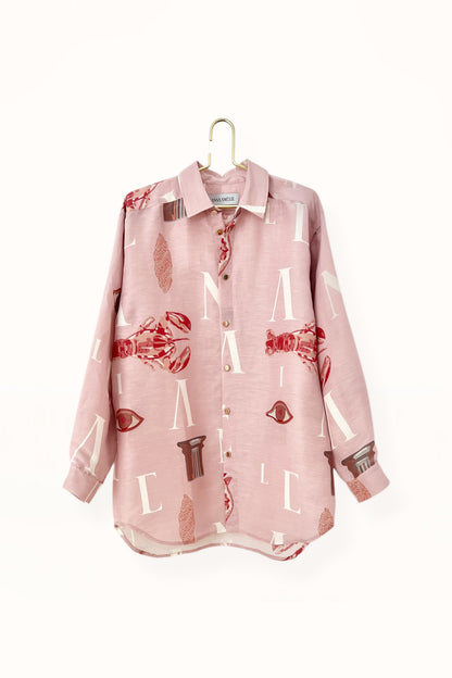 Special Pre-Order |  BUTTON DOWN SHIRT  |  “LOBSTER PRINT” - LIGHT PINK
