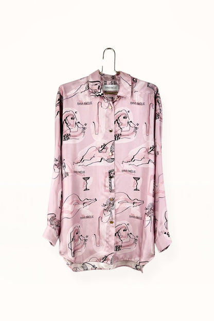 Special Pre-Order |  BUTTON DOWN SHIRT  |  “TINOS PRINT” - PINK