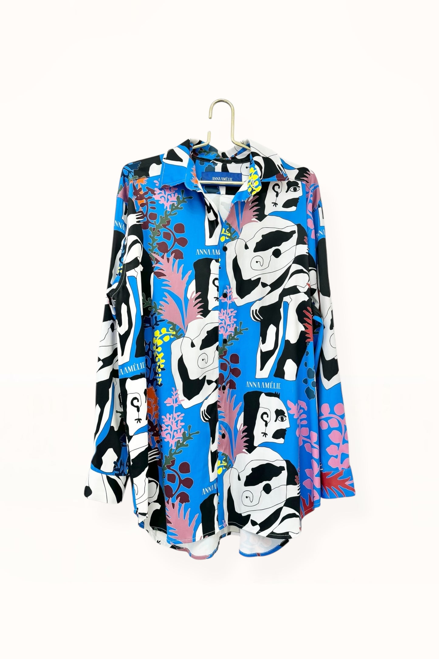 Special Pre-Order |  BUTTON DOWN SHIRT  |  “VITILIGO FOREST PRINT” - ELECTRIC BLUE